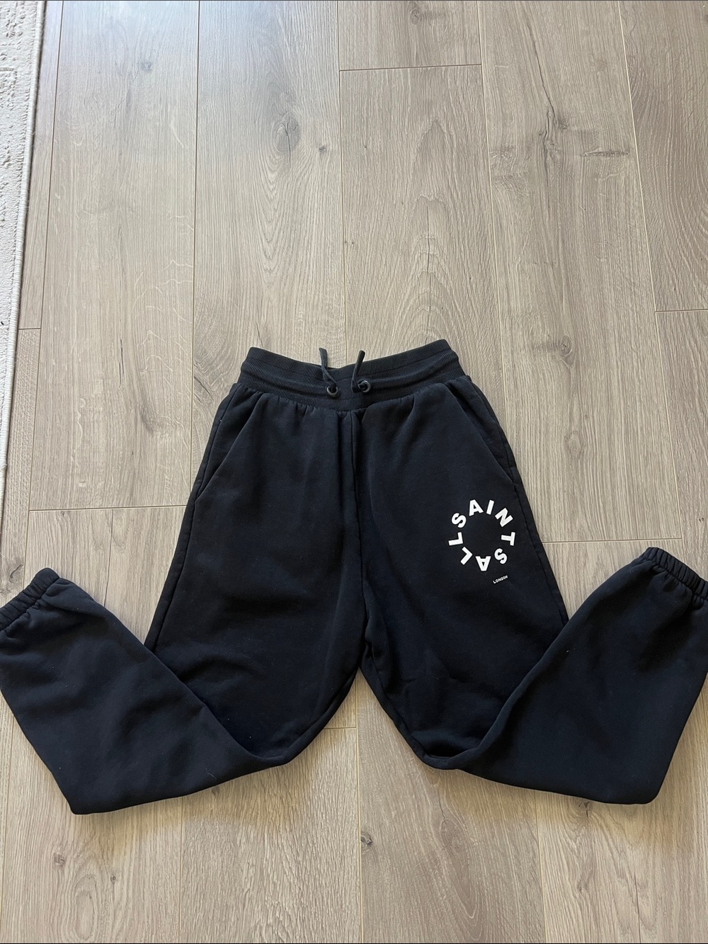All Saints Black Kids Joggers with White Circular Logo